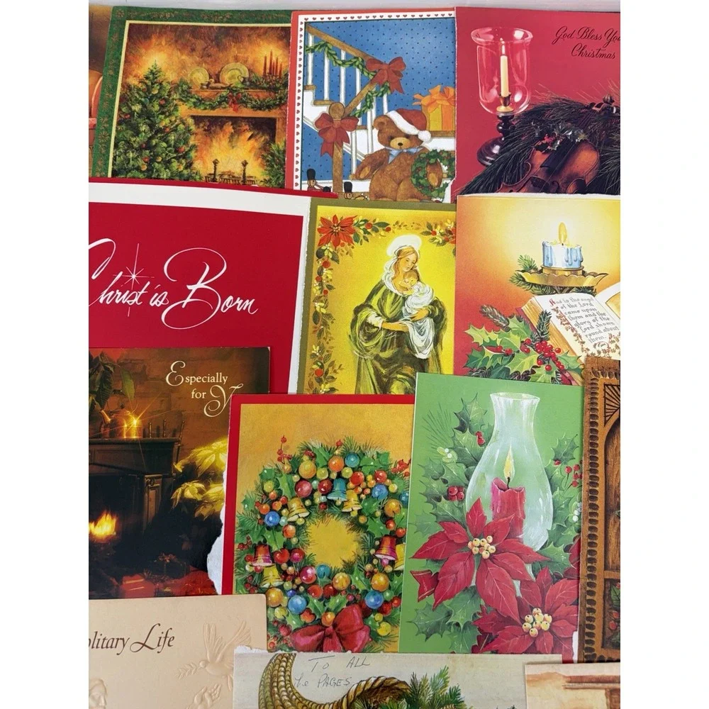 Vintage Christmas Cards Fronts ONLY Traditional Scrapbooking Decoupage Lot 50+